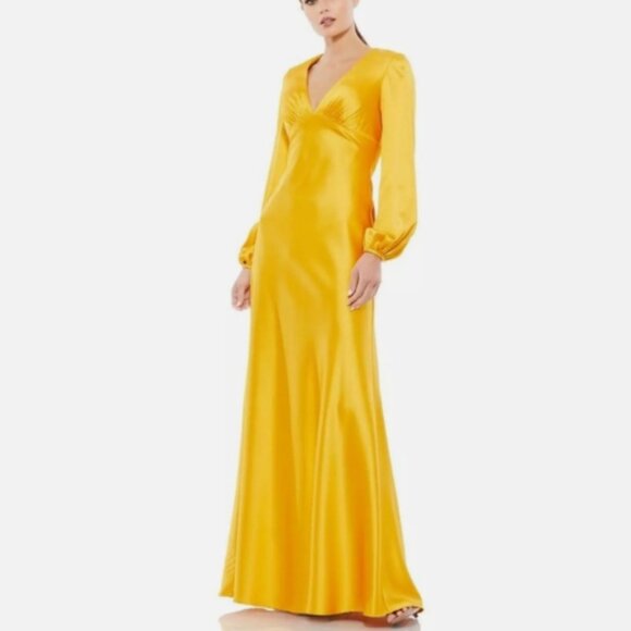 Mac Duggal Charmeuse Empire Blouson Gown – Marigold – Size 6 – NWT - Picture 1 of 3